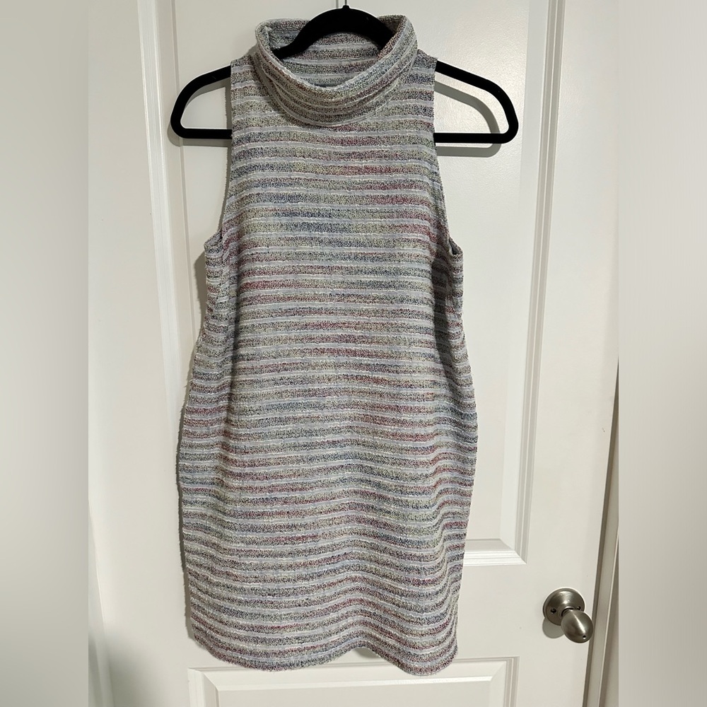 Anthropologie Akemi +Kin mock neck sleeveless striped short summer dress Size SP